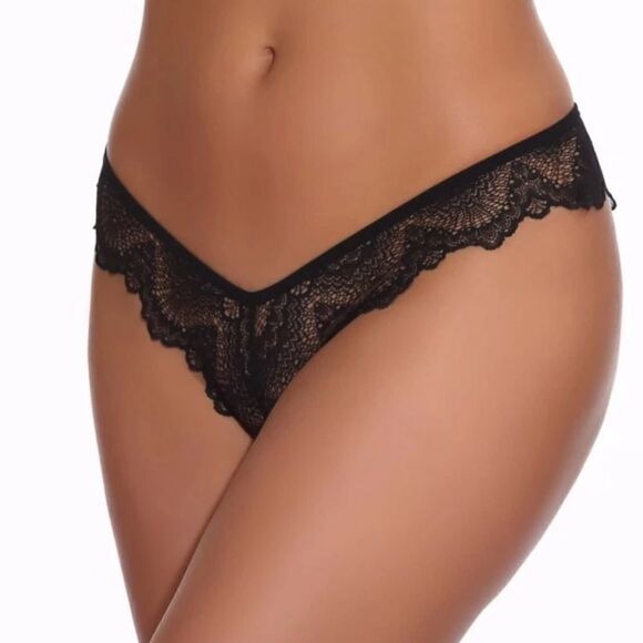 Black Floral Lace Strappy Ladderback Hipster Panty - Picture 5 of 6